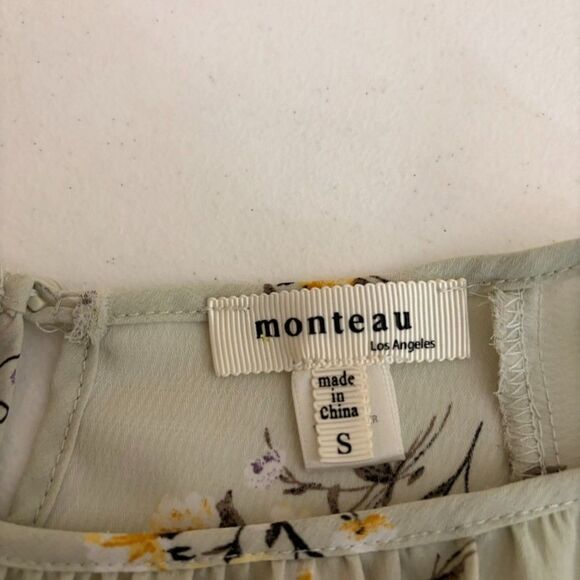 Monteau Blouse Women's Small Round Neck Sheer Ruffle Boho Shirt Top Casual - Picture 6 of 8